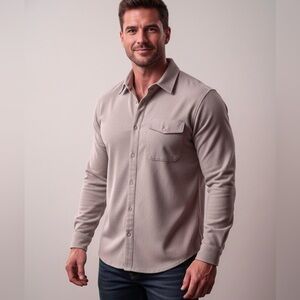 Kit + Ace Warm Beige Heavy Flannel Button Up Shirt Size XL